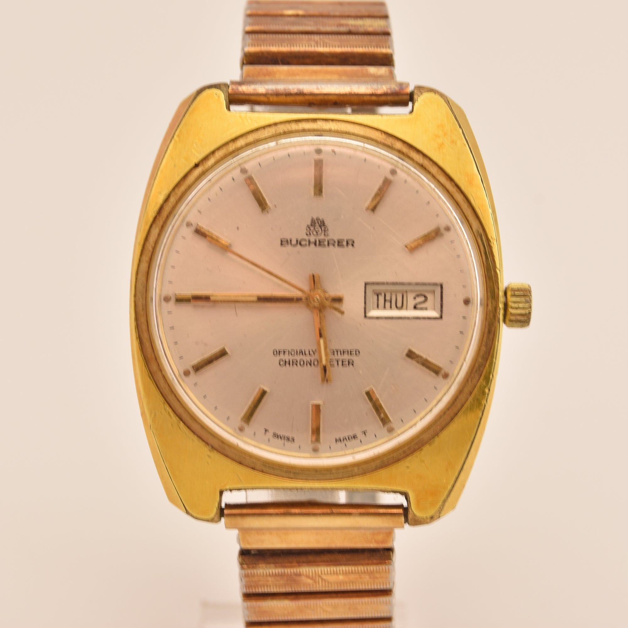 Wrist Watch - 1970s Swiss Bucherer Automatic Chronometer with day/date