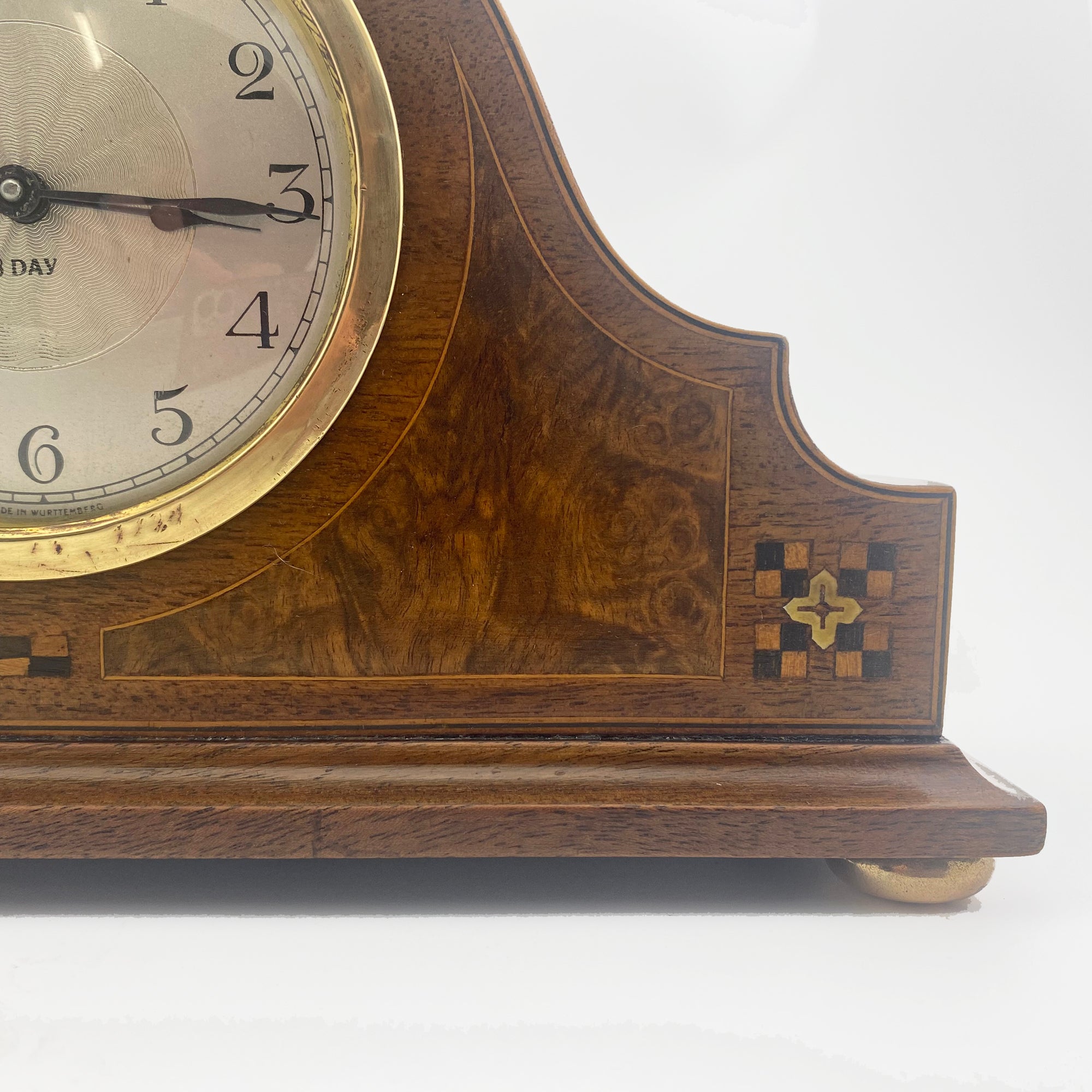 8 Day Inlaid Desk Clock Made in Wurtemmberg