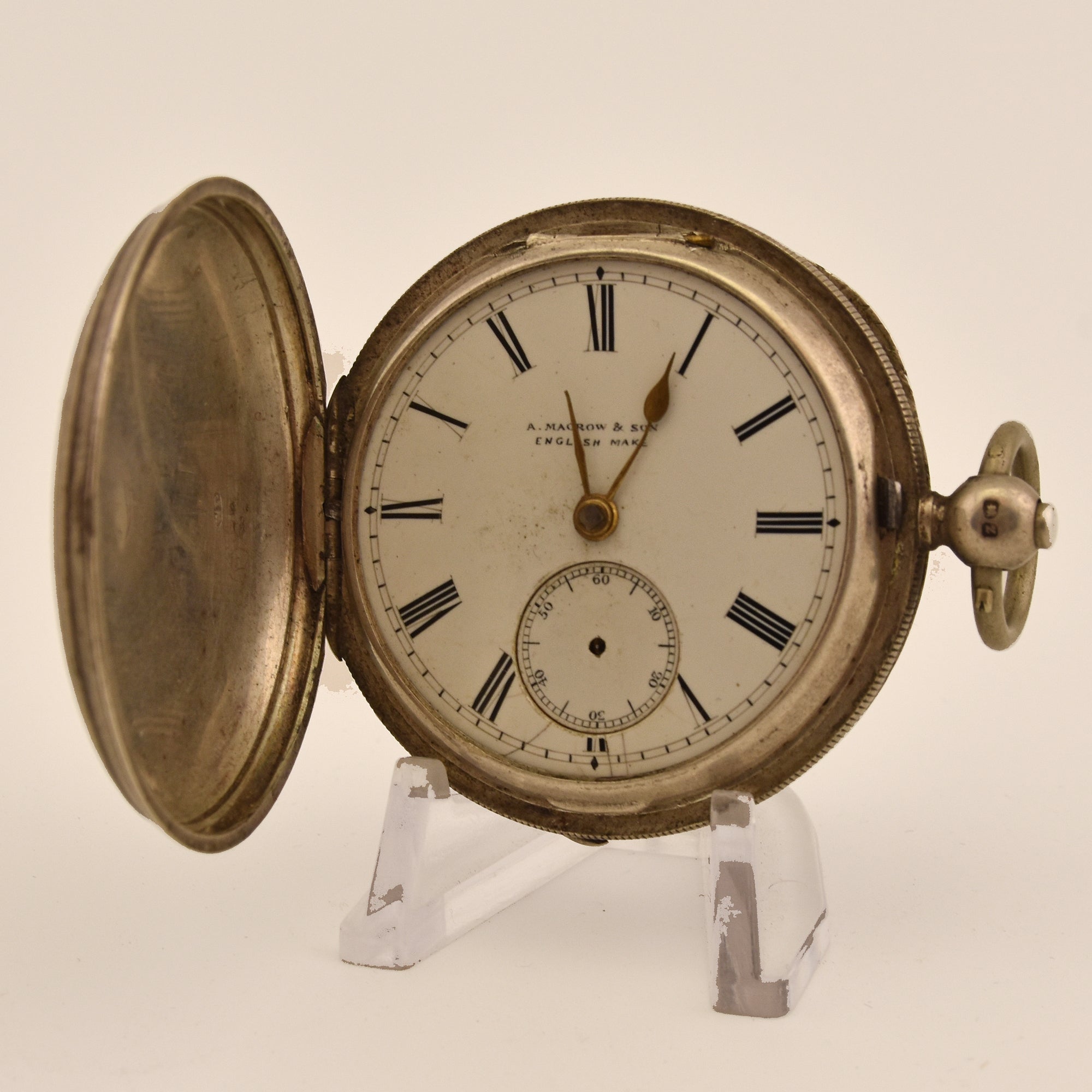 Pocket watch full hunter - English, dial marked A Macrow & Son, circa 1890s