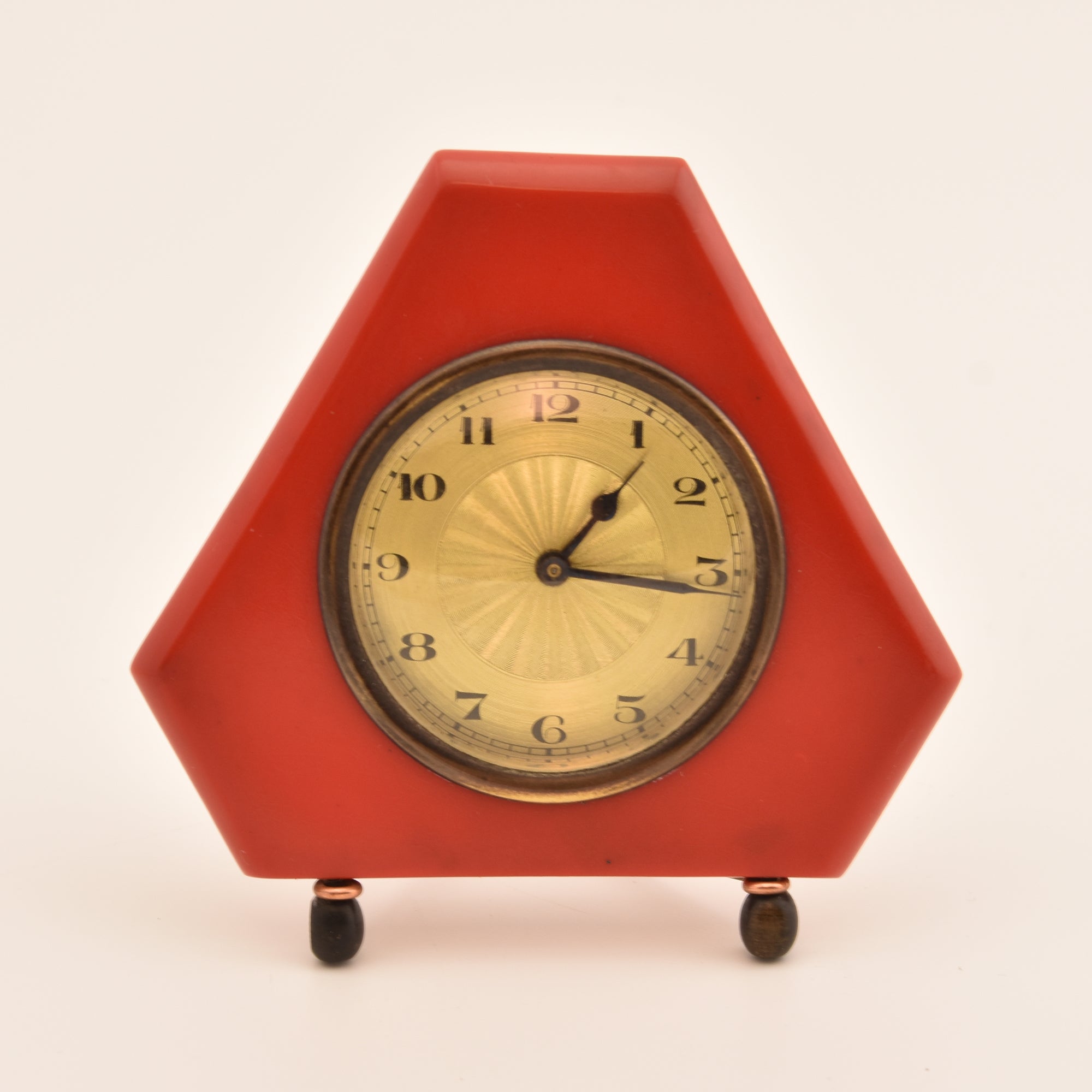 clock 1930s red bakelite german desk