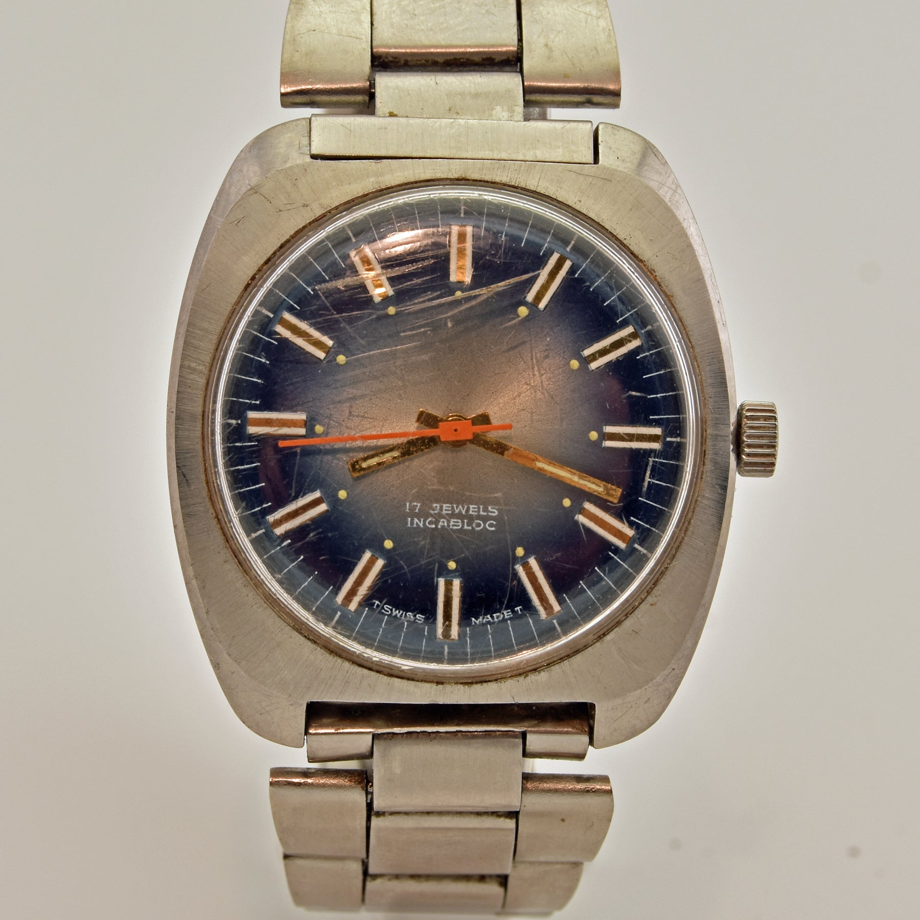 Wrist Watch Swiss blue dial c1970s
